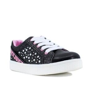 Juicy Couture Big Girls Sneakers Sparkling Stones Lace-Up Shoes Black Pink 5M